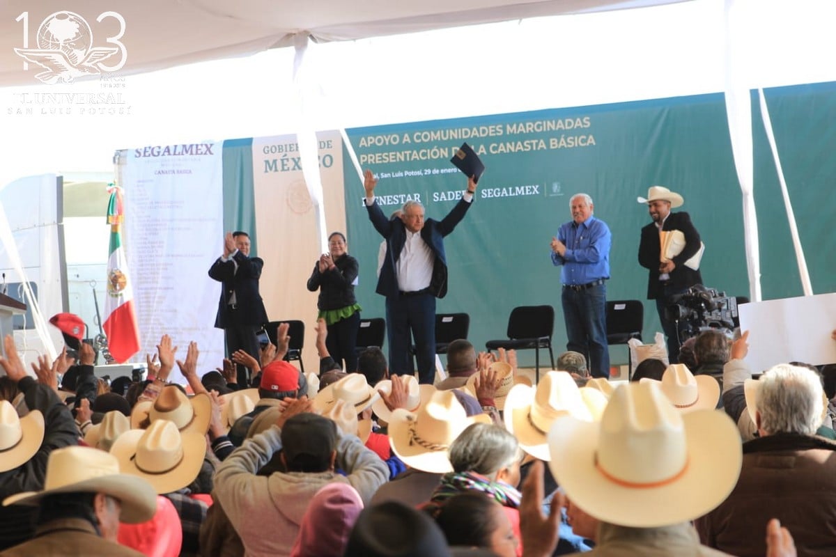 Presenta AMLO en SLP nueva canasta básica