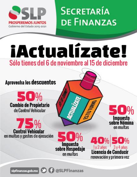 Secretaría de Finanzas anuncia programa de descuentos “¡Actualízate!”