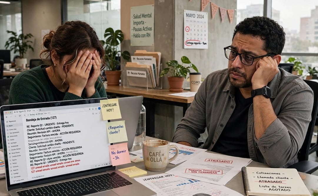 Salud mental de trabajadores requiere mayor atención en empresas de SLP. Imagen: Generada con IA