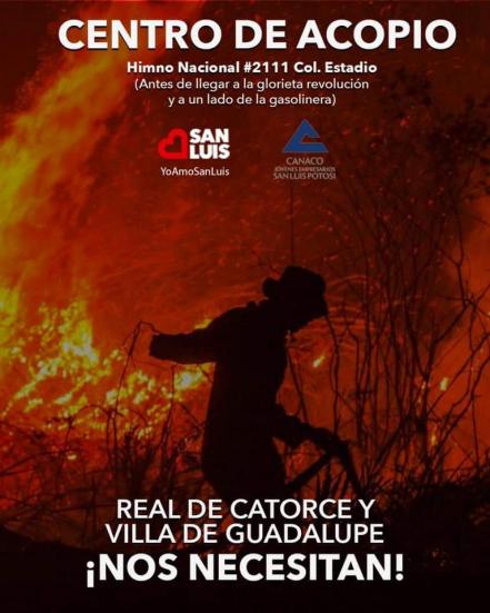 Jóvenes Canaco piden apoyo para brigadistas que participan en el control de incendios en SLP