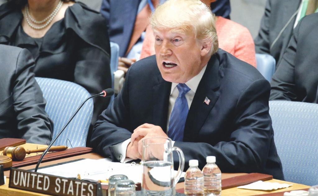 El presidente estadounidense, Donald Trump, durante su participación ayer en el Consejo de Seguridad de Naciones Unidas, en Nueva York. Foto: EDUARDO MUÑOZ. REUTERS