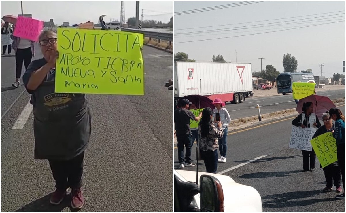 Habitantes de Tierra Nueva bloquean la carretera 57 en SLP; exigen apoyo contra incendio forestal