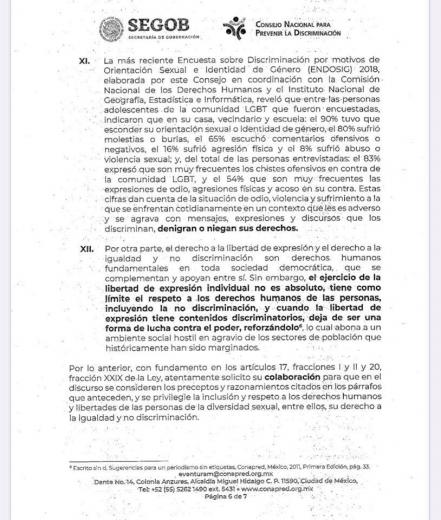 CONAPRED pide a arzobispo de SLP colaborar con discurso inclusivo a la diversidad sexual