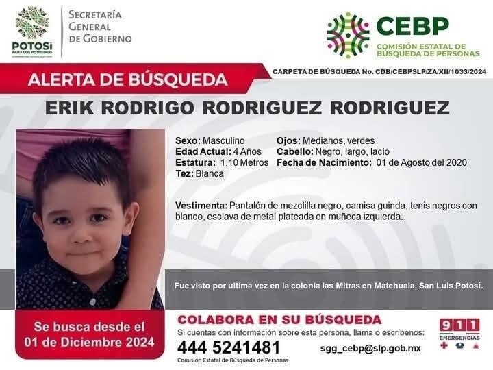 Desaparecen 3 hermanitos en Matehuala; no se sabe de ellos desde 1 de diciembre. Foto: Especial