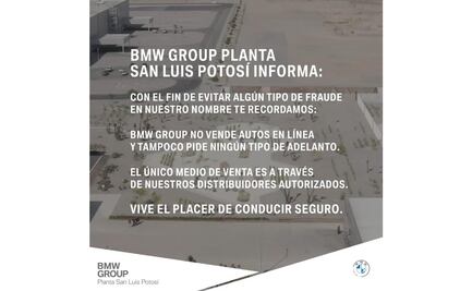 BMW en SLP llama a no caer en fraudes; advierte que "no vende autos en línea"