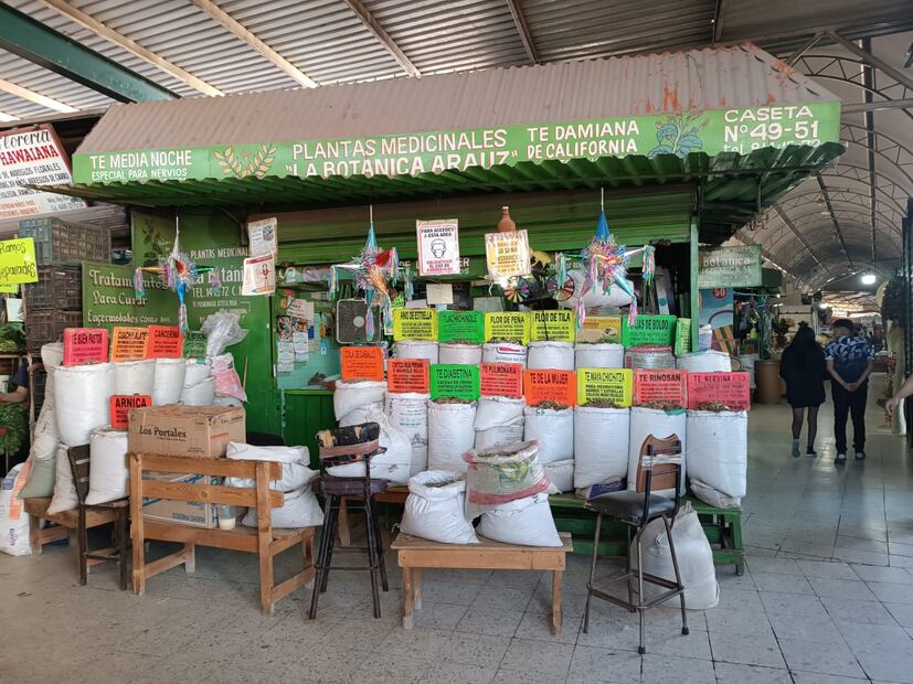 Juan Manuel, el hierbero del Mercado República que “cura” con plantas los excesos decembrinos en SLP. Foto: Regina Arellano