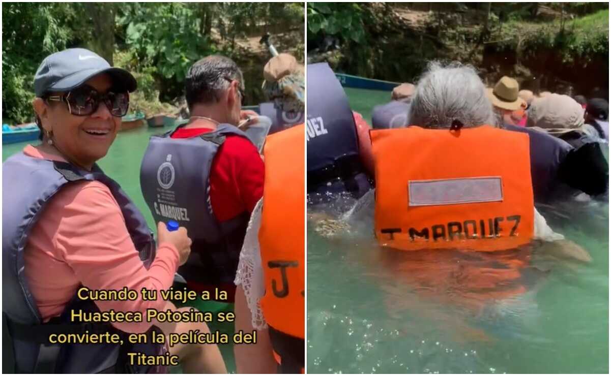 Se hunde lancha en la Huasteca Potosina y lo comparan con el Titanic en TikTok