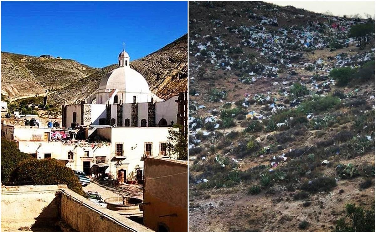 Circulan en redes fotos de montañas cubiertas por basura en Real de Catorce