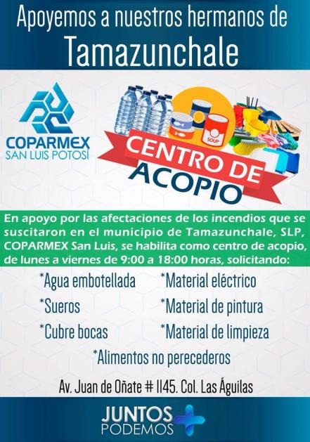 CANACO y Coparmex abren colectas por Tamazunchale