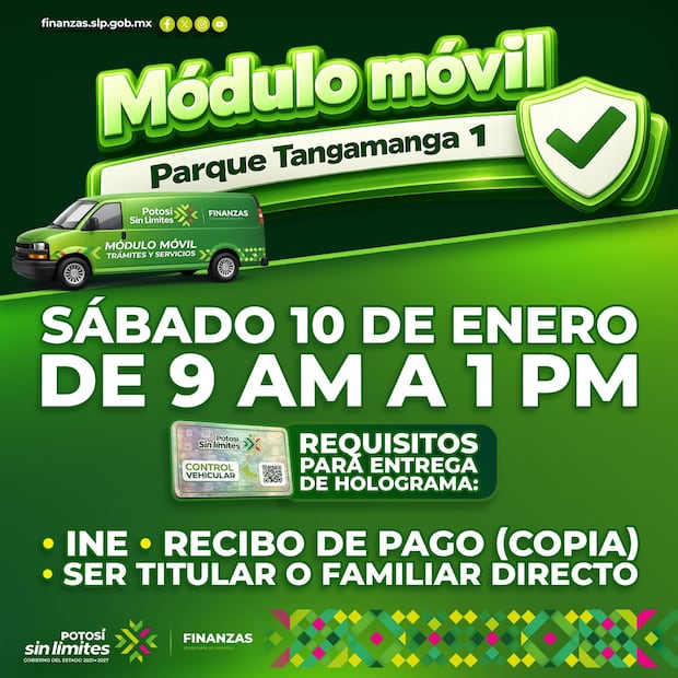 Control vehicular en SLP. Foto: Secretaría de Finanzas