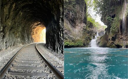 Canoas y Puente de Dios, la ruta sobre las vías del tren y pozas azules en la Huasteca potosina