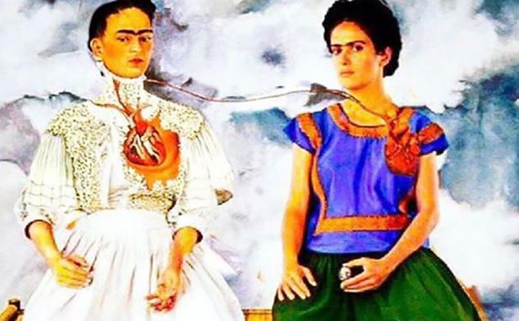 Salma Hayek "se mete" en pintura de Frida Kahlo