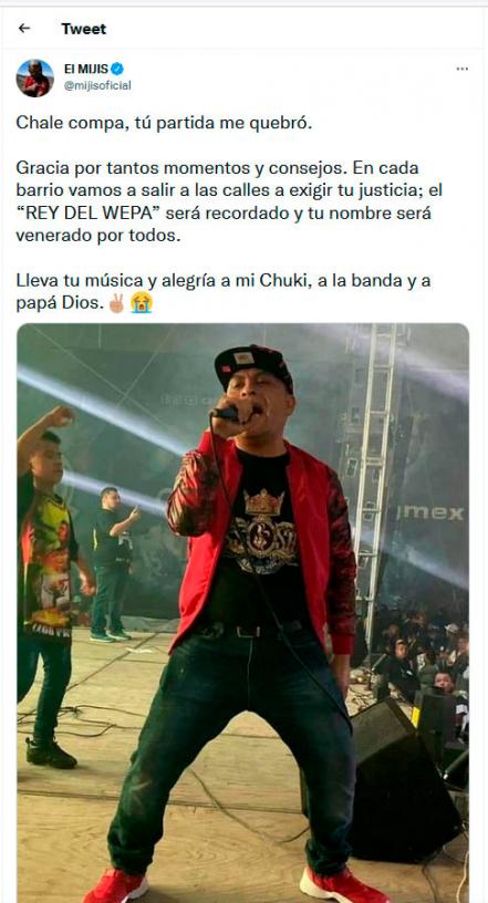 “El Mijis” lamenta la muerte de Rey del Wepa