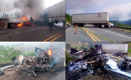 Suman cuatro muertos por choque e incendio en carretera Valles-Rayón