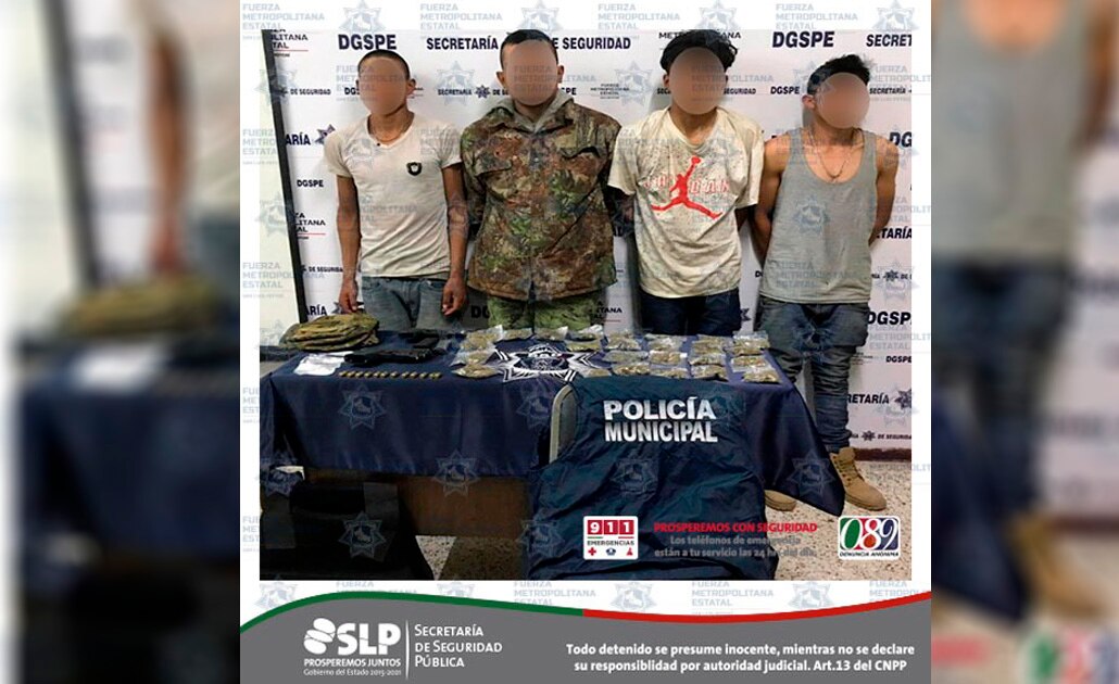 Detienen a cuatro por portación de armas y posesión de droga