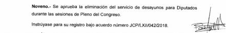 Diputados dicen adiós a los "tuppers" y vuelve el servicio de desayunos al Congreso