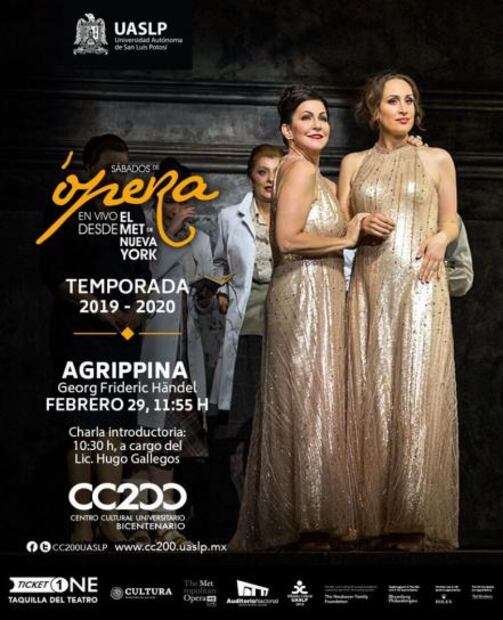 Proyectarán la ópera Agrippina en CC200