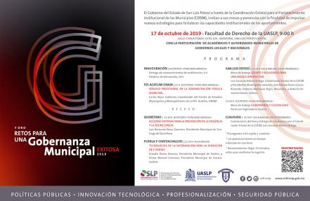 Realizarán foro “Retos para una Gobernanza Municipal Exitosa” en SLP 