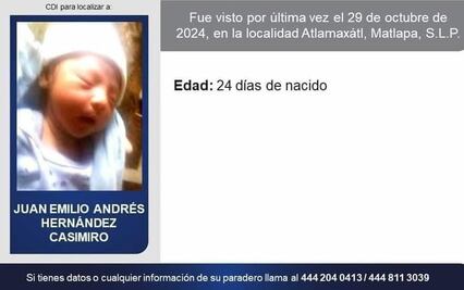 Roban bebé recién nacido en Matlapa; fiscalía de SLP tiene identificado a sospechoso