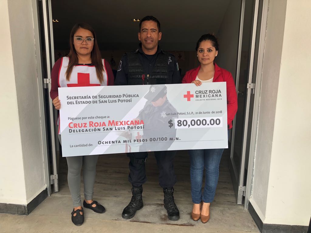 SSPE entregó 80 mil pesos a Cruz Roja