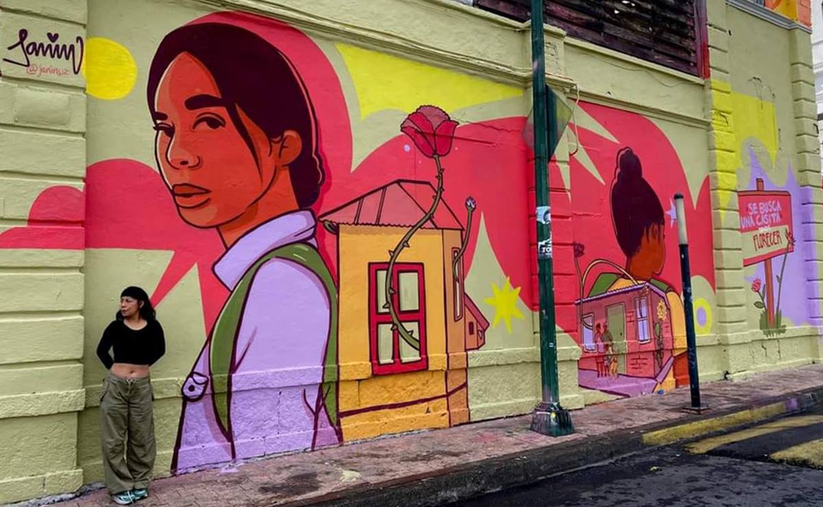 Janin Nuz, la artista potosina se suma con mural al derecho de una vivienda digna en CDMX