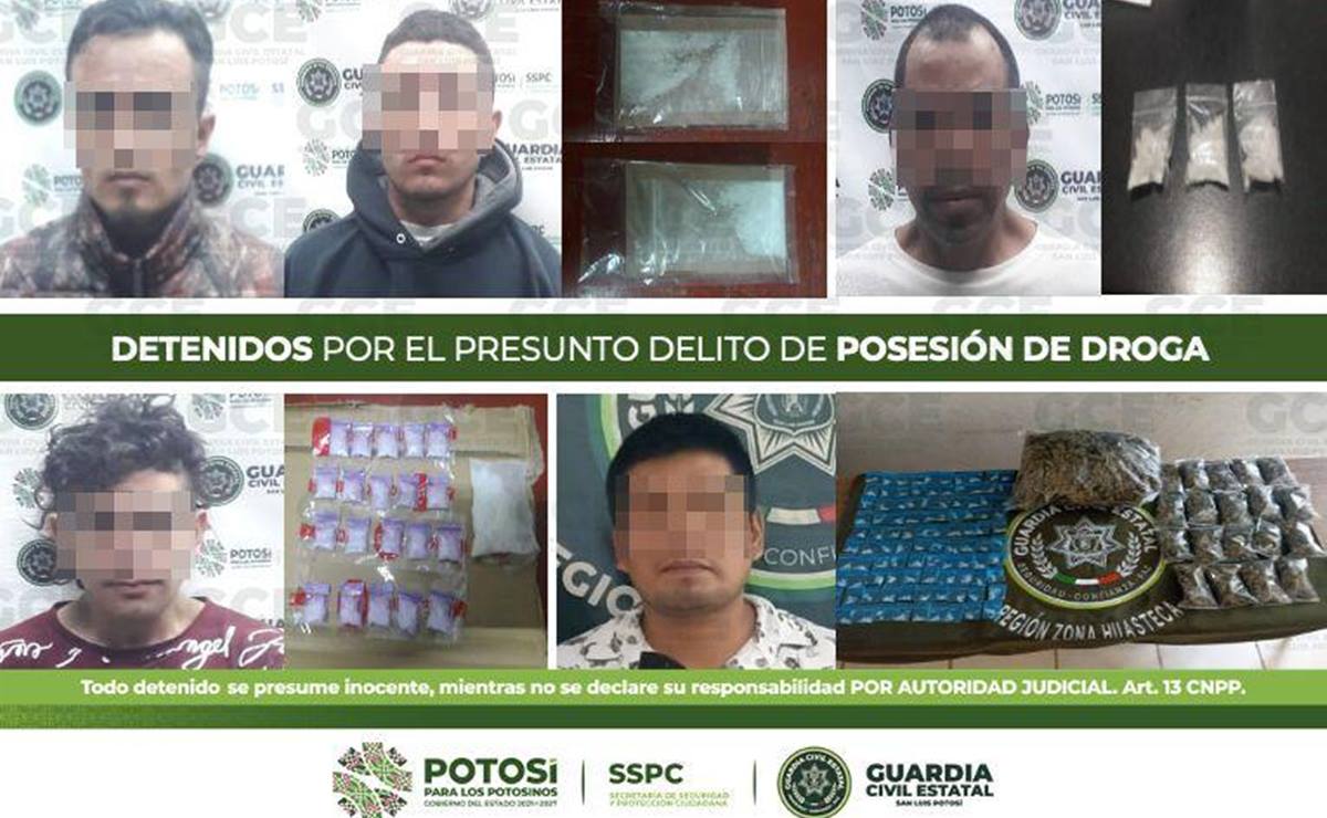Aseguran más de 200 dosis de droga y detienen a 17 personas en SLP 