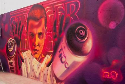 Artista urbano potosino se suma a la fiebre de Stranger Things y pinta mural