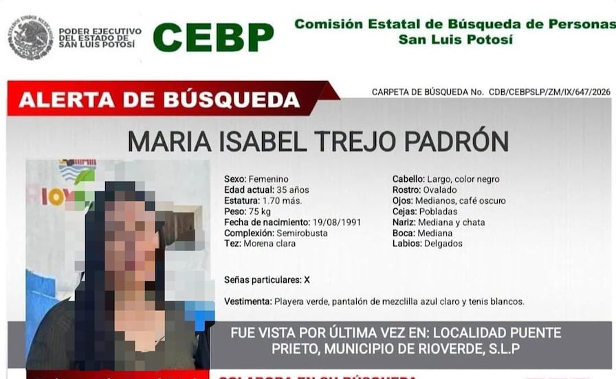 Hallan muerta a María Isabel Trejo, reportada como desaparecida en Rioverde, SLP