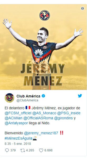 Jérémy Ménez, nuevo jugador del América