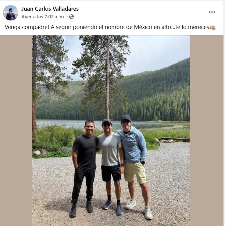 Valladares felicita a Checo Pérez. Foto: Redes sociales