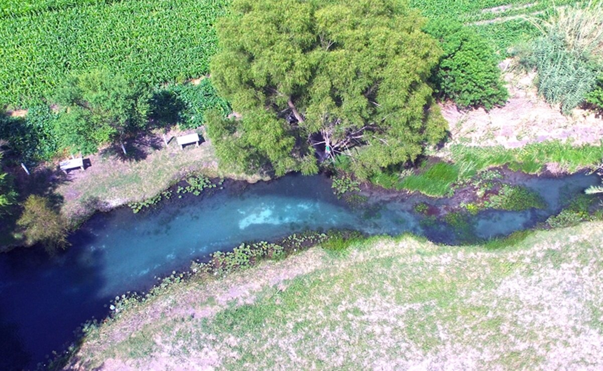 Así se ve desde las alturas el manantial de San Tiburcio en San Luis Potosí