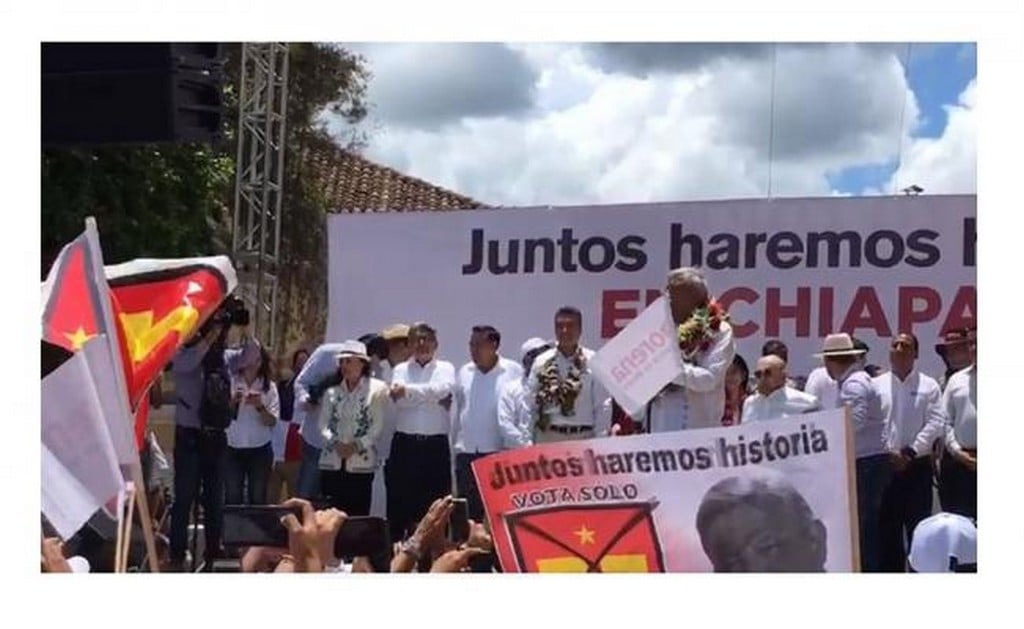 La Tigresa acompaña a AMLO en mitin en Chiapas