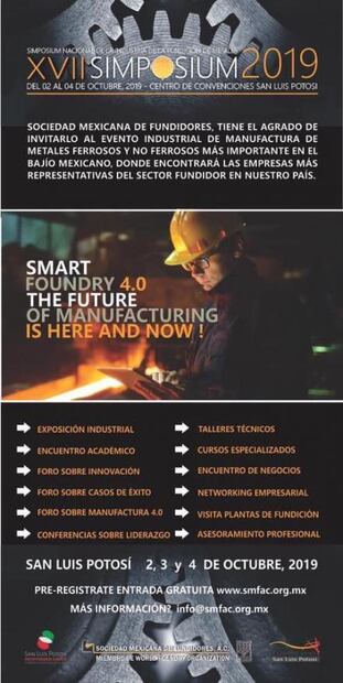 Se celebrará en SLP Simposium Nacional de la Industria Fundidora