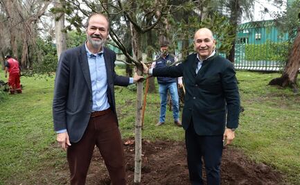 Juan Villoro y Enrique Galindo plantan árboles en el Jardín de la Cultura del Parque de Morales de SLP