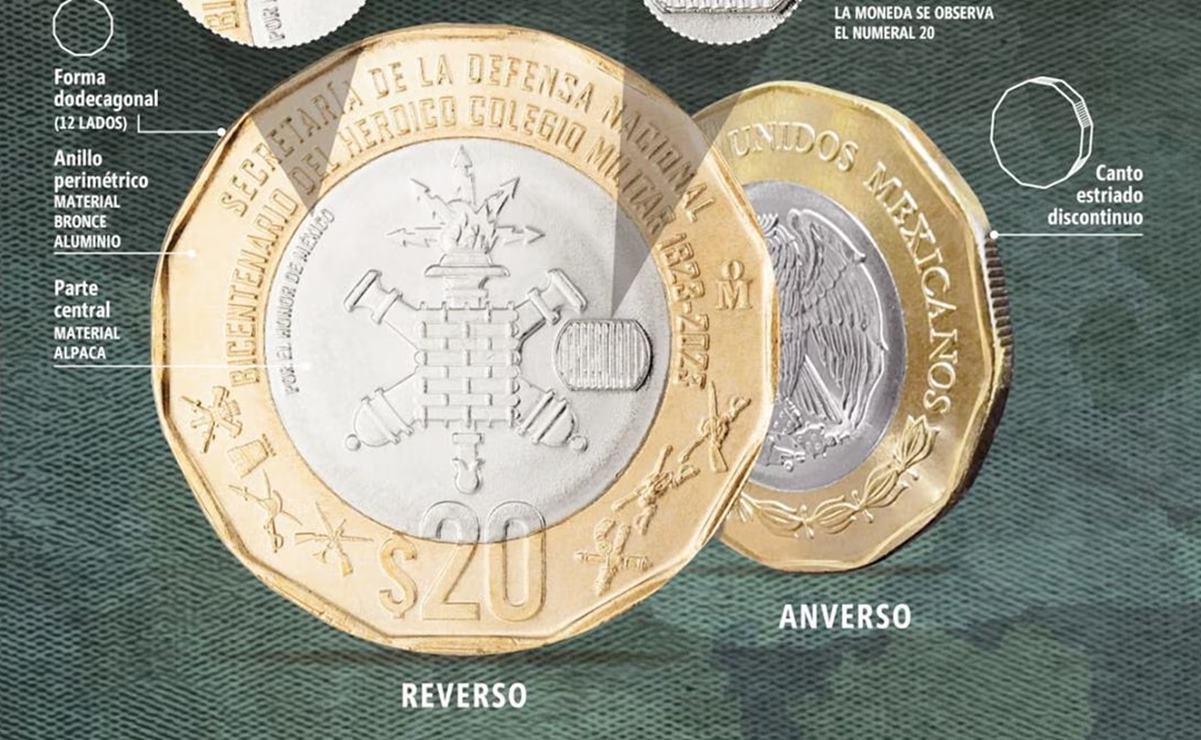 Lleva la leyenda “Secretaría de la Defensa Nacional bicentenario del heroico colegio militar, 1823-2023”. Foto: Especial