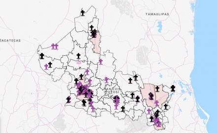 Crean mapa de feminicidios y muertes violentas de mujeres en SLP