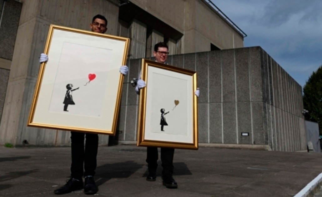 A subasta dos grabados de Banksy del popular "Niña con globo"