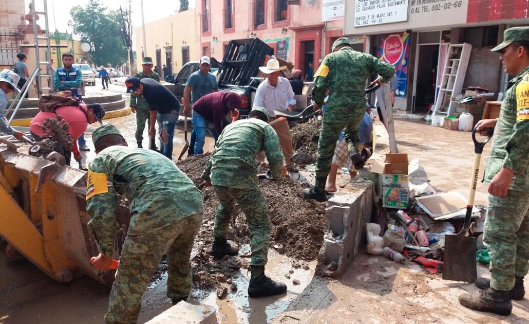 Por tromba en Matehuala SEDENA aplica Plan DN-III-E