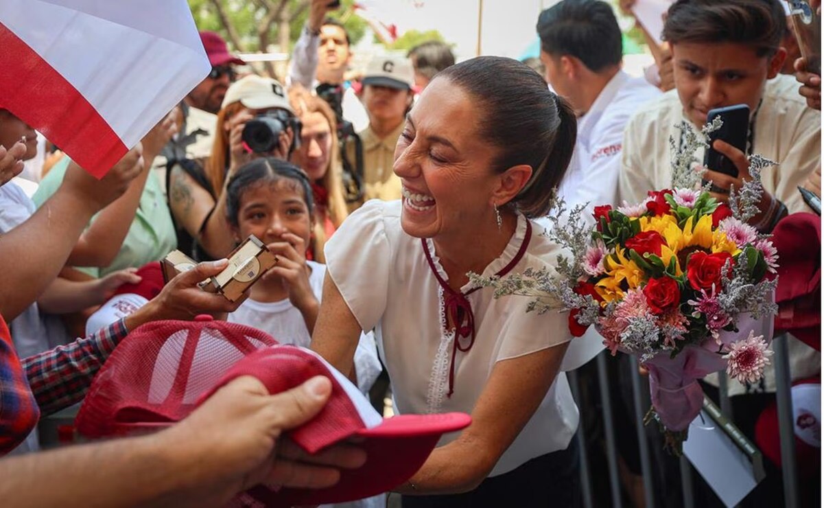 Claudia Sheinbaum desde la Feria Estatal de León. Foto: diego Simón