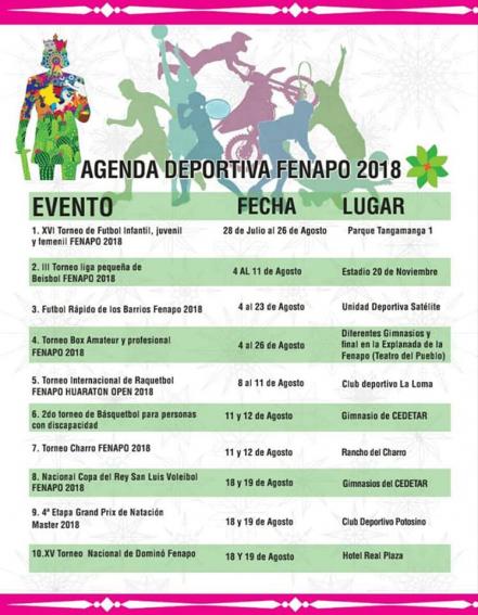 Presentan agenda deportiva de la FENAPO 2018