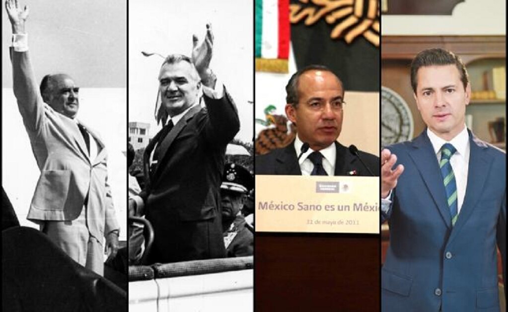 José López Portillo, Miguel de la Madrid, Felipe Calderón Hinojosa y Enrique Peña Nieto. Foto: Archivo/EL UNIVERSAL
