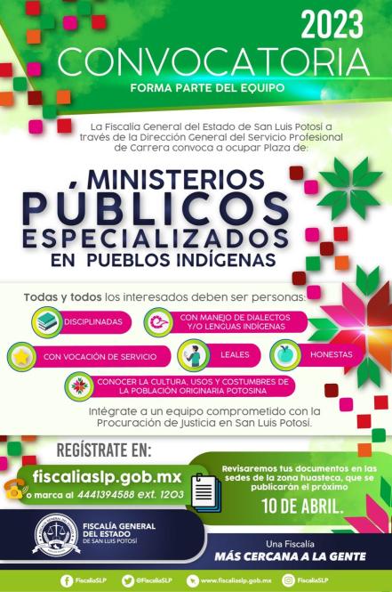 Fiscalía de SLP lanza convocatorias en náhuatl y téenek para agentes del ministerio público