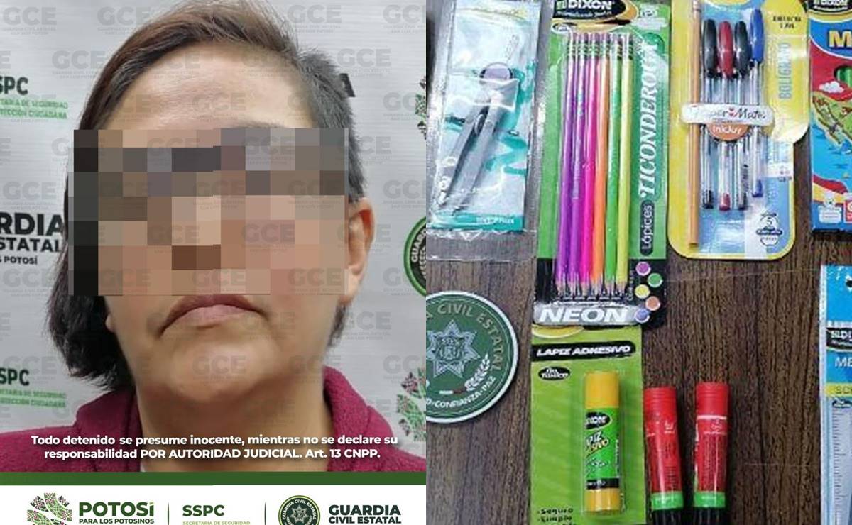 Detienen a mujer por robar útiles escolares en San Luis Potosí