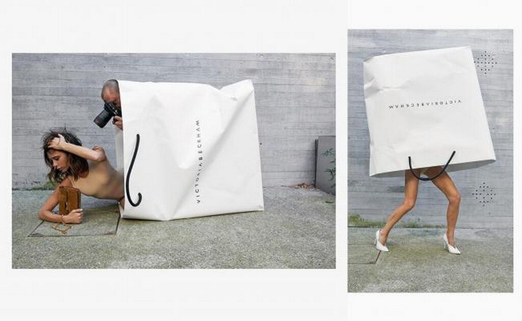  Victoria Beckham celebra diez años en la industria de la moda como empezó: dentro de una bolsa