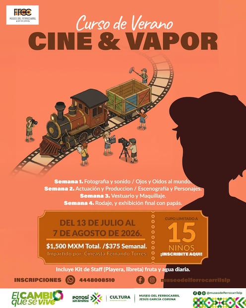 Taller de verano en el museo del ferrocarril. Foto: Secretaría de Cultura de San Luis Potosí