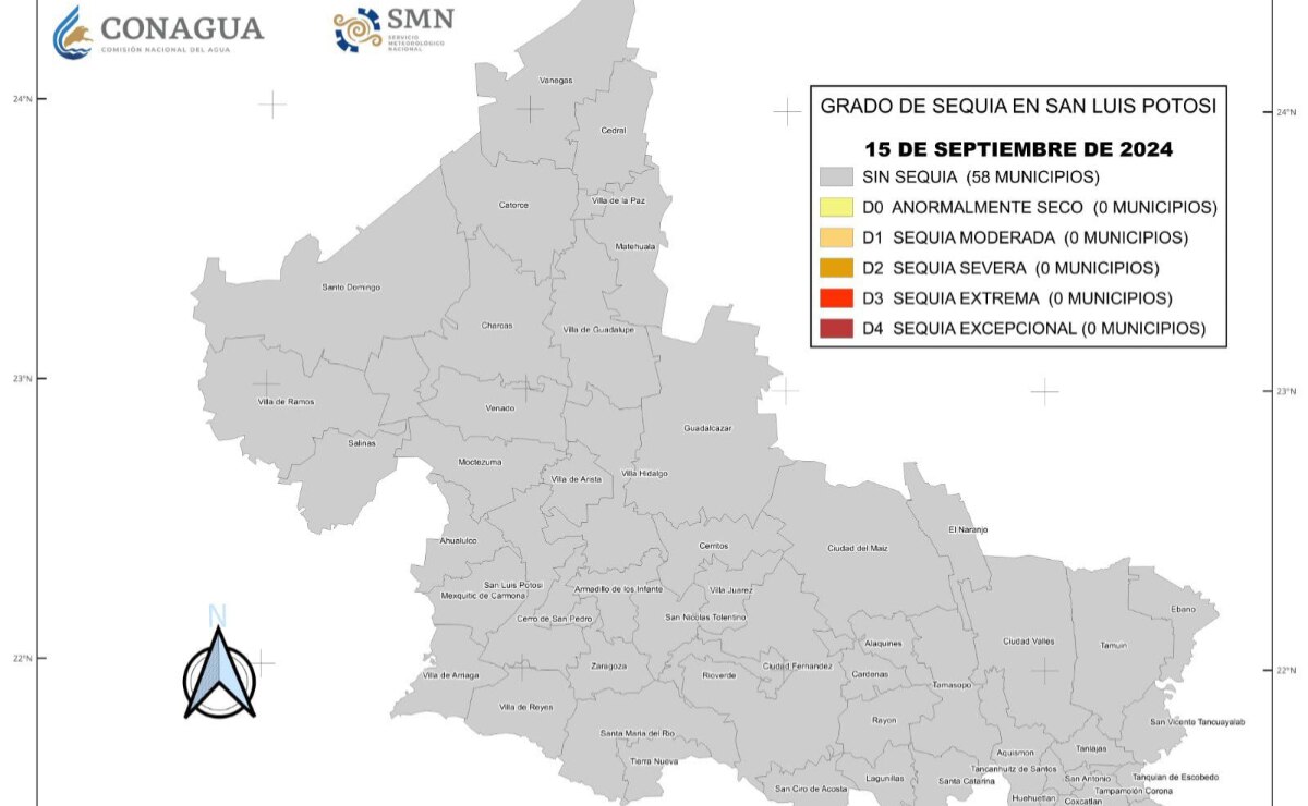 Se acabó la sequía en SLP; lluvias ponen en verde a los 59 municipios del estado