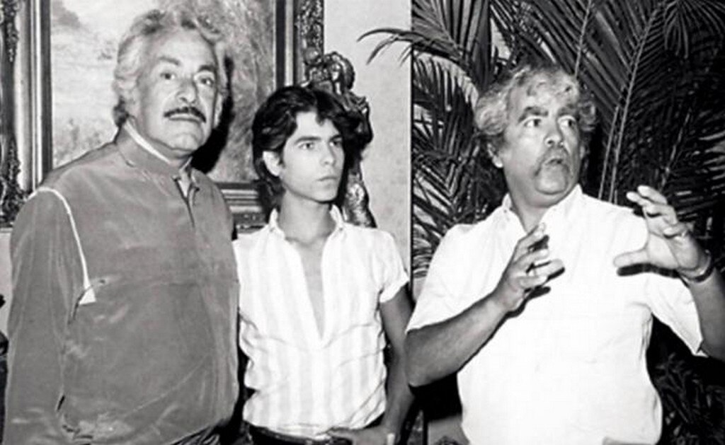 Ernesto Alonso posa junto con Armando y Raúl Araiza al grabar "El Maleficio". FOTO: Archivo