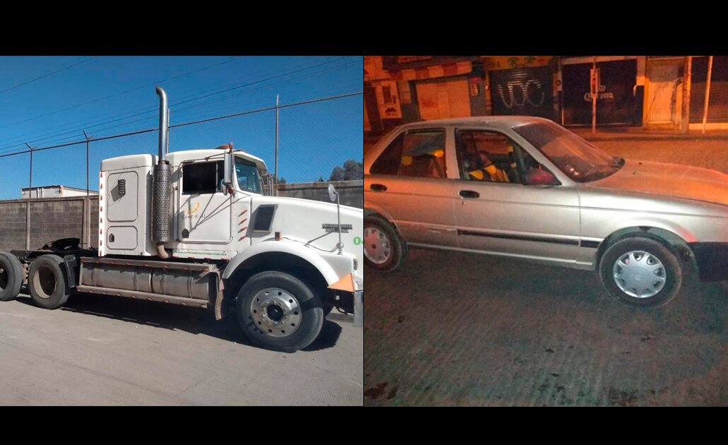 Localizan camión y vehículo con reporte de robo