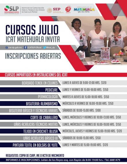 ICAT impartirá cursos en Cedral y Matehuala