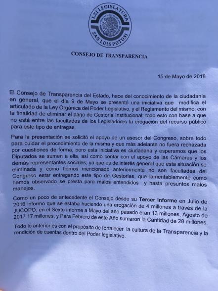 Presentan iniciativa para eliminar fondo de gestoría